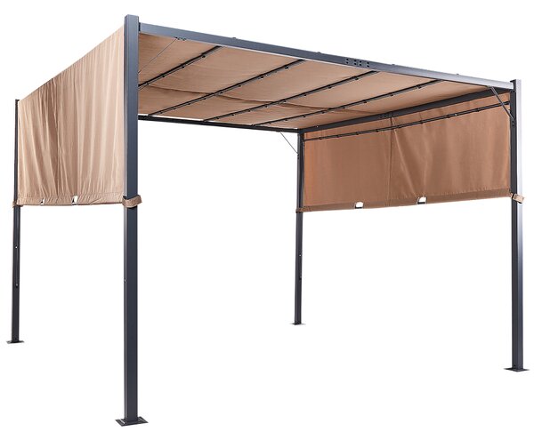Zahradní pavilon LED PARGA Kov 310 cm 310 cm Hnědá