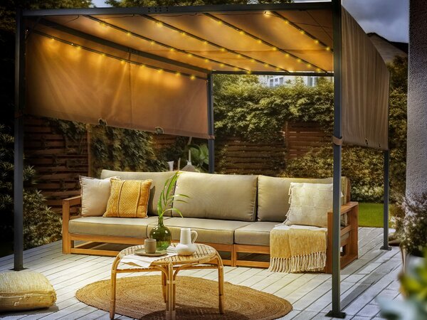 Zahradní pavilon LED PARGA Kov 310 cm 310 cm Hnědá