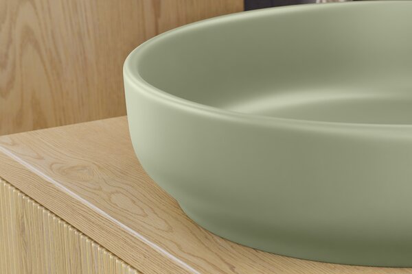 Comad Keramické umyvadlo na desku RIVER 1 OLIVE GREEN MATT UN 40, zelená