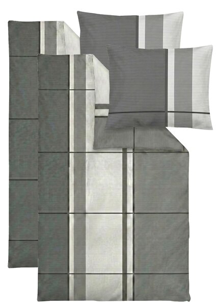 Looks BY Wolfgang Joop Sada saténového ložního povlečení, 140 x 200 cm, 70 x 90 cm, 2dílná, šedá (800014531)