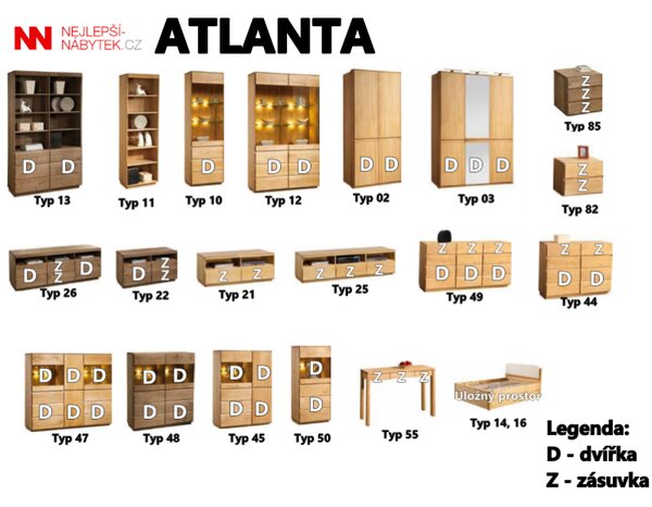 Dubová komoda s barem ATLANTA typ 47 dub přírodní