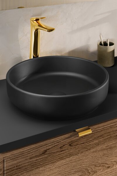 Comad Keramické umyvadlo na desku RIVER 1 BLACK MATT UN 40, černá mat