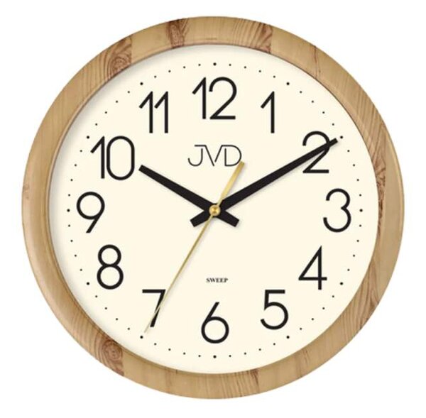 JVD Nástěnné tiché netikající hodiny JVD H608.2 v imitaci dřeva