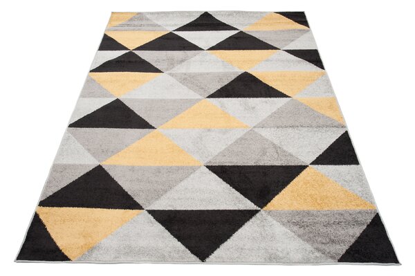 Makro Abra Kusový koberec LAZUR C945C Geometrický šedý žlutý Rozměr: 80x150 cm