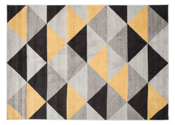 Makro Abra Kusový koberec LAZUR C945C Geometrický šedý žlutý Rozměr: 80x150 cm