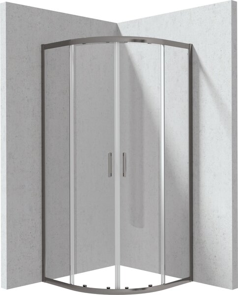 Deante Funkia Evo sprchový kout 80x80 cm půlkulatá grafitová kartáčovaný/průhledné sklo KYP_D088P