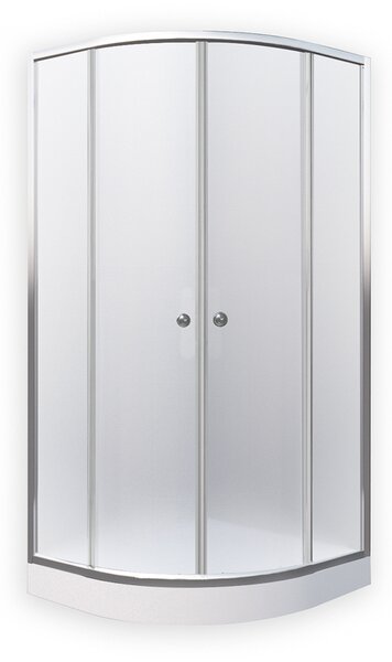 Čtvrtkruhový sprchový kout APOLLO CHROME v setu s vaničkou 90 x 90 cm Brillant Sklo MATT GLASS Univerzální