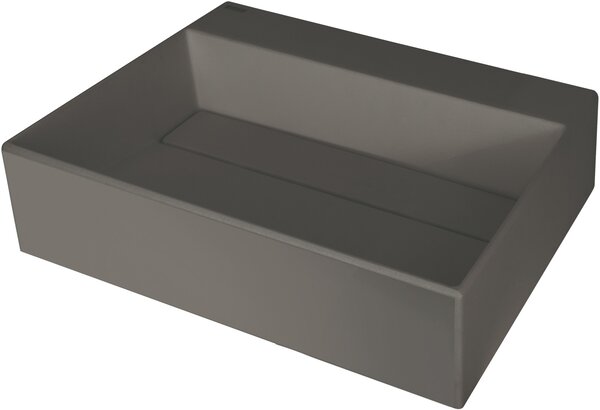 Deante Correo, granitové umyvadlo na desku s poličkou pod baterii a krycí deskou 500x400x130 mm, antracitová, CQR_TU5M