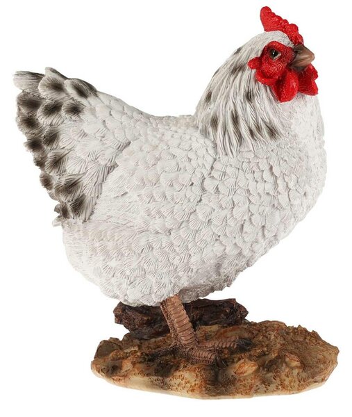 Zahradní figurka z polyresinu Chicken, 19 cm, bílá