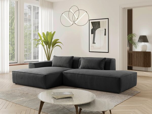ROHOVÁ SEDAČKA, plast, textil, kompozitní dřevo, antracitová Livetastic - Sedací soupravy, Online Only