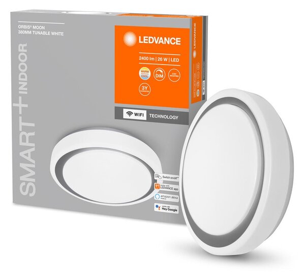 Chytré WiFi LED světlo MOON 380 šedé, nastavitelná bílá