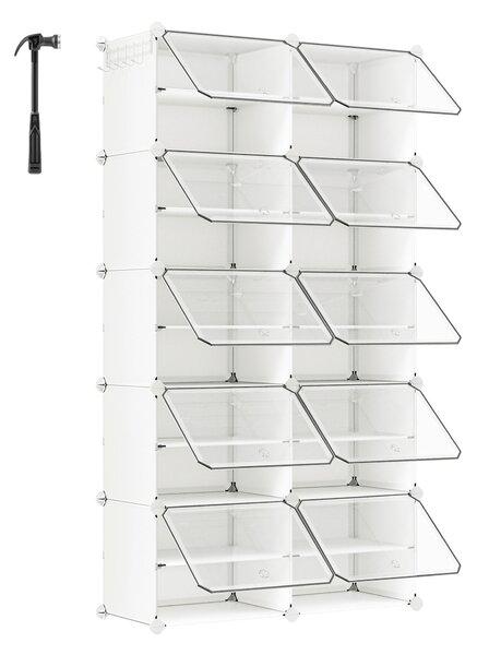 REGÁL NA BOTY, bílá, průhledné, 83/156/32 cm - Online Only šatny & botníky, Online Only