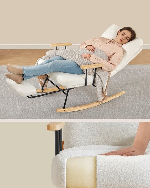 HOUPACÍ ŽIDLE, kov, textil, kompozitní dřevo, krémová - Křesla klasická, Online Only