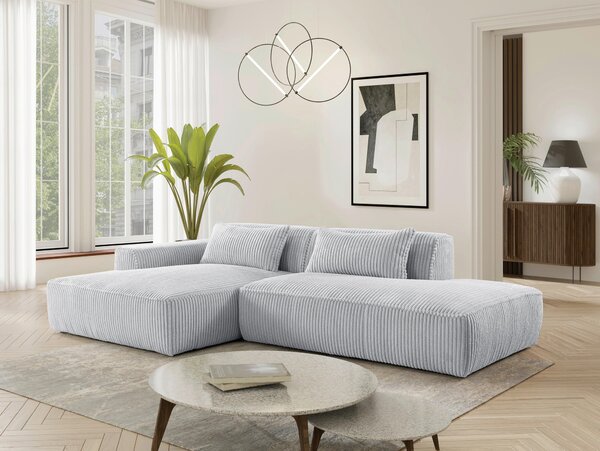 ROHOVÁ SEDAČKA, plast, textil, kompozitní dřevo, světle šedá Livetastic - Sedací soupravy, Online Only