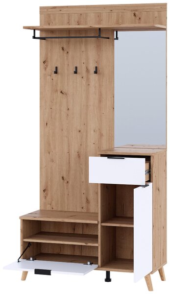 ŠATNA, bílá, dub artisan, 100/202/40 cm home24