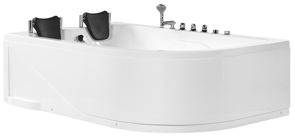 Rohová vířivá vana s LED osvětlením CALAMA Pravá 180 x 120 cm Bílá