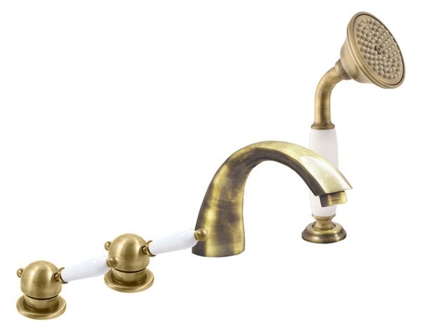 Slezák - RAV Vanová baterie 4-otvorová LABE - L569.xPSM, Stará mosaz (Bronz) Připojovací hadičky - závit: 1/2"