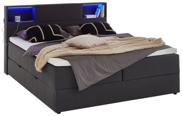 POSTEL BOXSPRING, 180/200 cm, antracitová Xora - Postele s úložným prostorem, Online Only