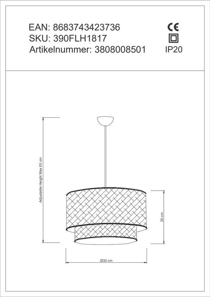 ZÁVĚSNÉ SVÍTIDLO, 30/65 cm P & B - Online Only svítidla, Online Only