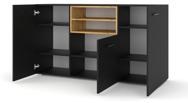 BIM Komoda ANETTE 3D černý mat, dub artisan