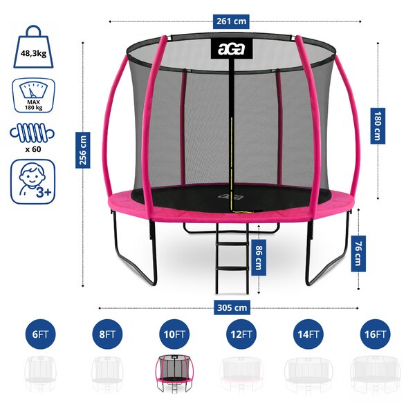 Aga Trampolína 305 cm + ochranná síť + žebřík