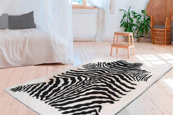 KOBEREC S VYSOKÝM VLASEM, 120/160 cm černá, bílá - Online Only koberce & rohožky, Online Only