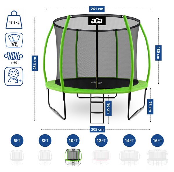 Aga Trampolína 305 cm + ochranná síť + žebřík