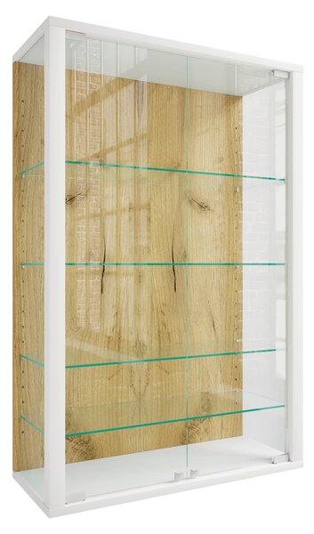 VITRÍNA, čiré, bílá, medový dub, 59/91/25 cm Livetastic - Kredence a vitríny, Online Only