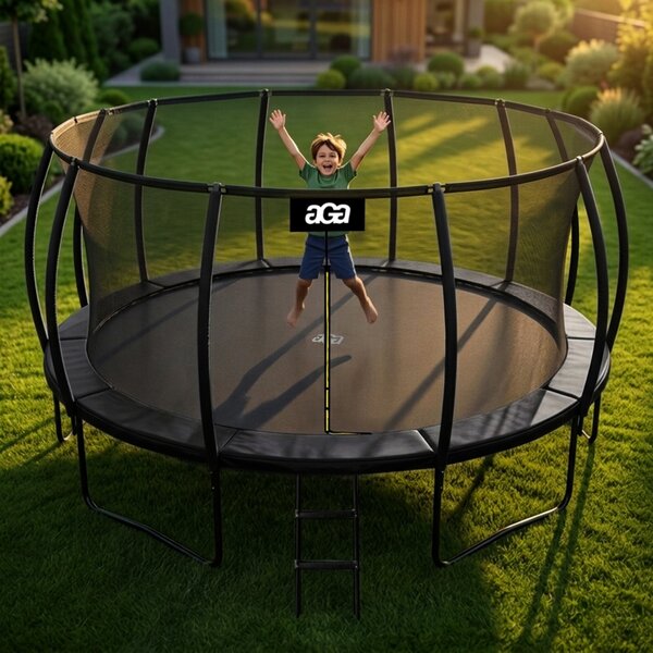 Aga Trampolína 500 cm Černá + ochranná síť + žebřík