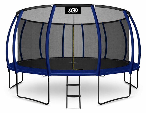 Aga Trampolína 500 cm Tmavě modrá + ochranná síť + žebřík