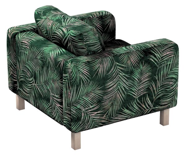 Potah na křeslo IKEA Karlstad, krátký barva zelená látka sametová, vzorované