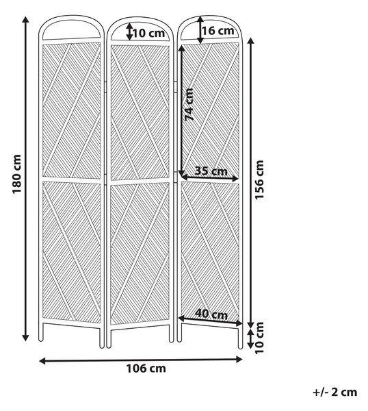 3dílný paraván COSENZA 106 cm 180 cm Světle hnědá