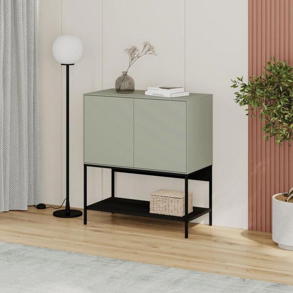 Komoda Houseland Amira 80 cm šedo-zelená