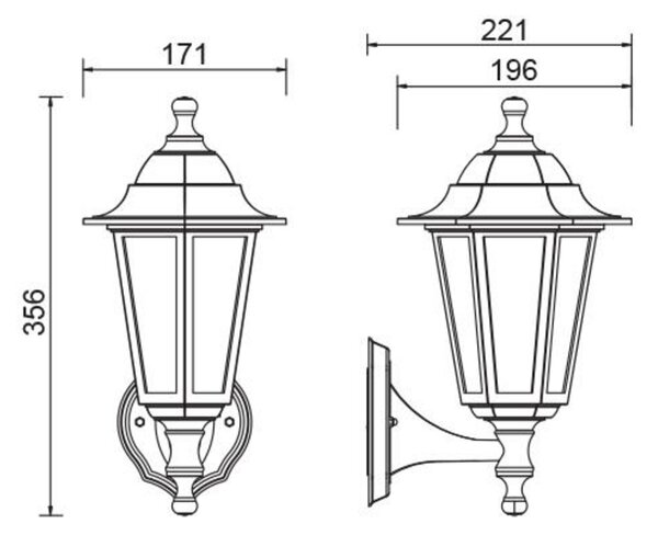 ACA Lighting venkovní nástěnné svítidlo 6S plast rezavá E27 IP44 PLGQ1R