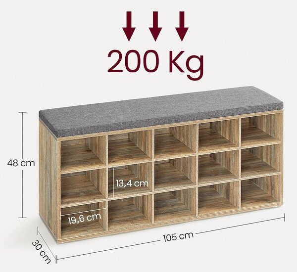 SONGMICS Botník Vasagle Endersen 105 cm světle hnědý/šedý