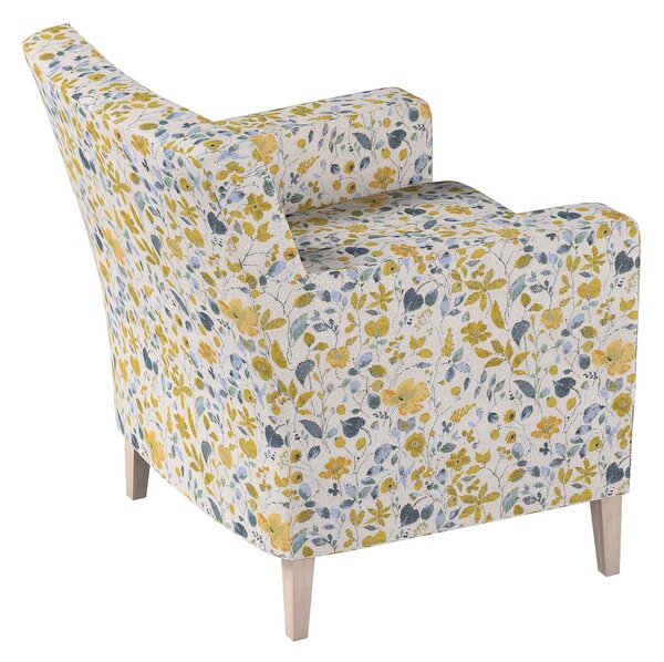 Potah na křeslo IKEA Karlstad barva žlutá látka pletený vzor, vzorované