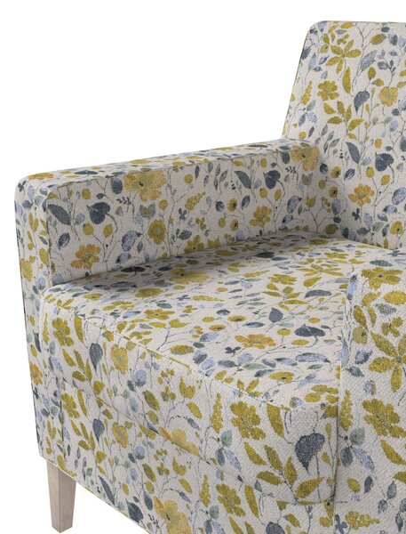 Potah na křeslo IKEA Karlstad barva žlutá látka pletený vzor, vzorované