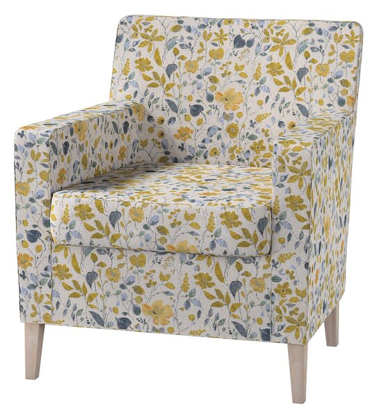 Potah na křeslo IKEA Karlstad barva žlutá látka pletený vzor, vzorované