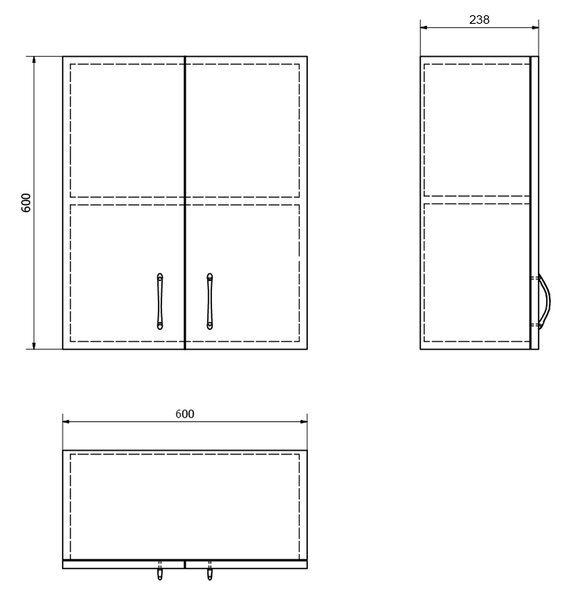 Aqualine Aqualine, SIMPLEX ECO závěsná skříňka 60x60x24cm, SIME535