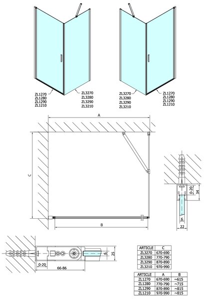 Polysan Polysan, ZOOM LINE sprchová boční stěna 800mm, čiré sklo, ZL3280
