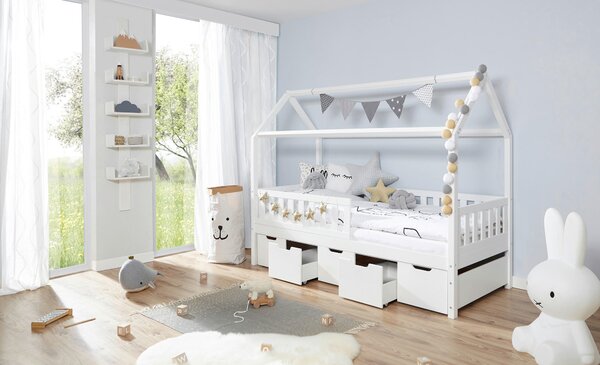 DĚTSKÁ POSTEL SE STŘÍŠKOU, 90/200 cm, bílá MID.YOU - Online Only dětské postele, Online Only