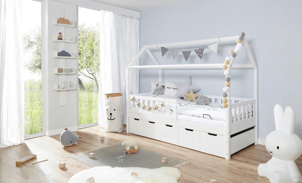 DĚTSKÁ POSTEL SE STŘÍŠKOU, 90/200 cm, bílá MID.YOU - Online Only dětské postele, Online Only