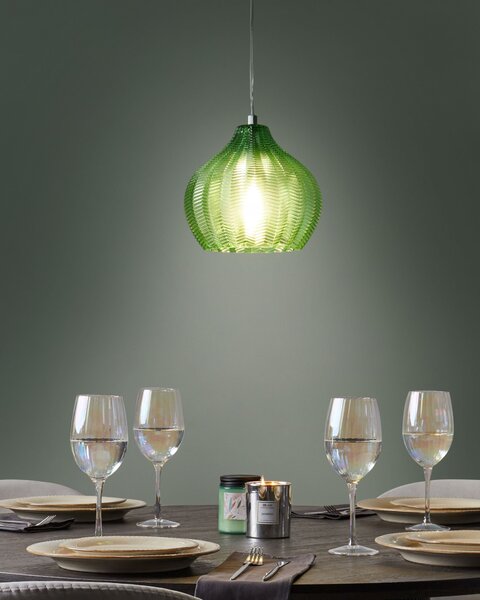 Závěsná lampa KEILA Sklo Zelená