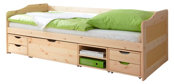 POSTEL S ÚLOŽNÝM PROSTOREM, 90/200 cm barvy borovice MID.YOU - Jednolůžkové postele, Online Only