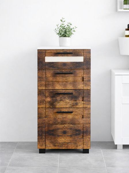 MIDI SKŘÍŇKA, bílá, barvy dubu, 38/76/28 cm MID.YOU - Koupelnové série, Online Only