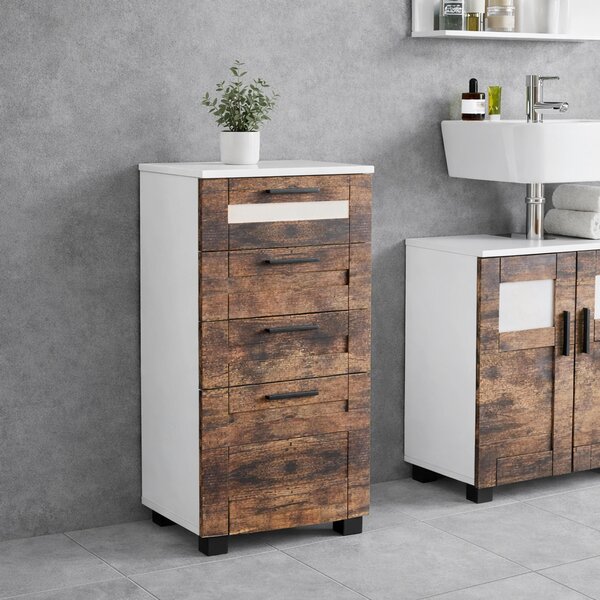 MIDI SKŘÍŇKA, bílá, barvy dubu, 38/76/28 cm MID.YOU - Koupelnové série, Online Only