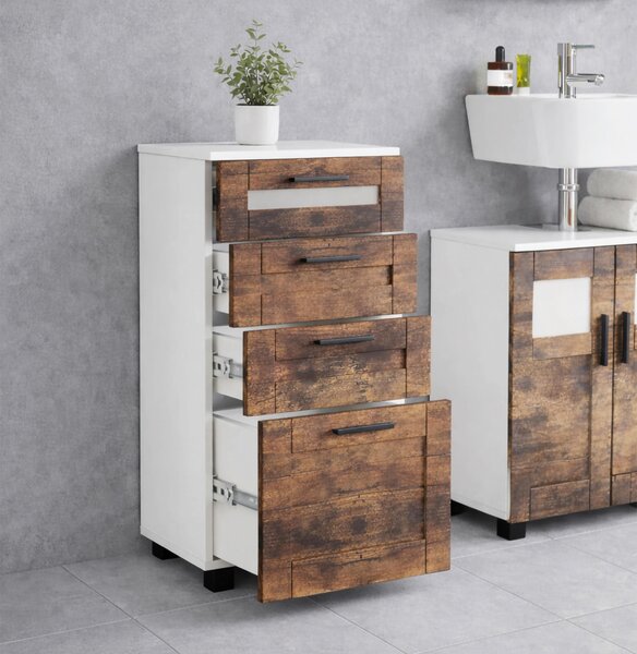 MIDI SKŘÍŇKA, bílá, barvy dubu, 38/76/28 cm MID.YOU - Koupelnové série, Online Only
