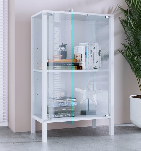 VITRÍNA, čiré, bílá, 60/80/35 cm Livetastic - Kredence a vitríny, Online Only