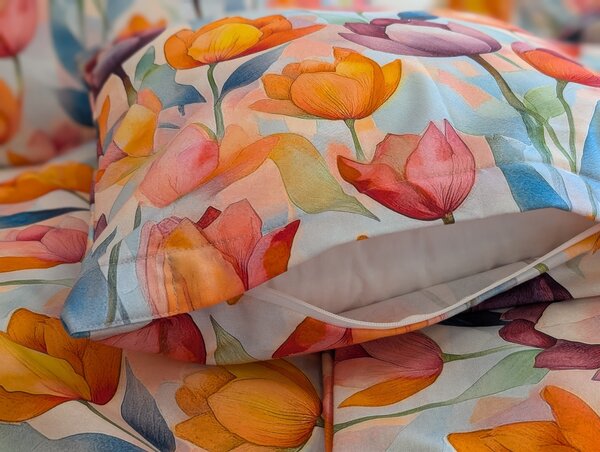 Nelly Bavlněný povlak na polštář - Tulipánová energie Rozměr: 30/30 CM ZIP