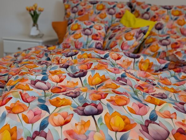 Nelly Bavlněný povlak na polštář - Tulipánová energie Rozměr: 30/30 CM ZIP